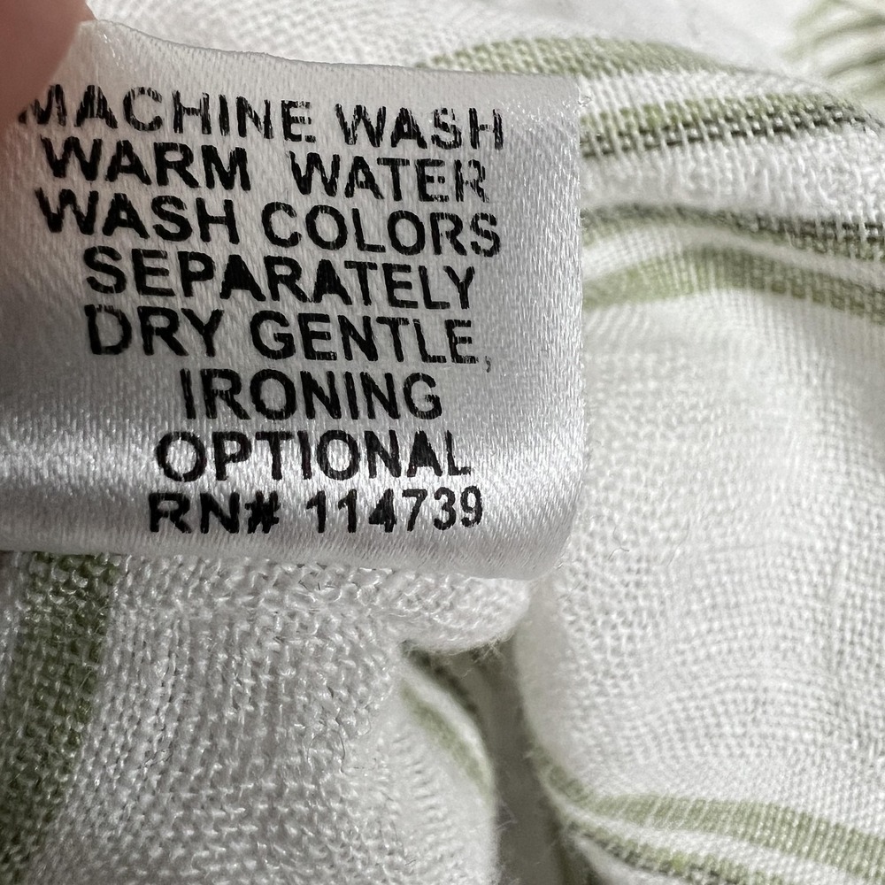 FLAX Dress Womens Small White Green Stripe Linen Sleeveless A Line Tank - Picture 13 of 14